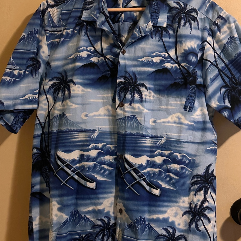 Blue Hawaiian Print Shirt